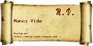 Mancz Vida névjegykártya